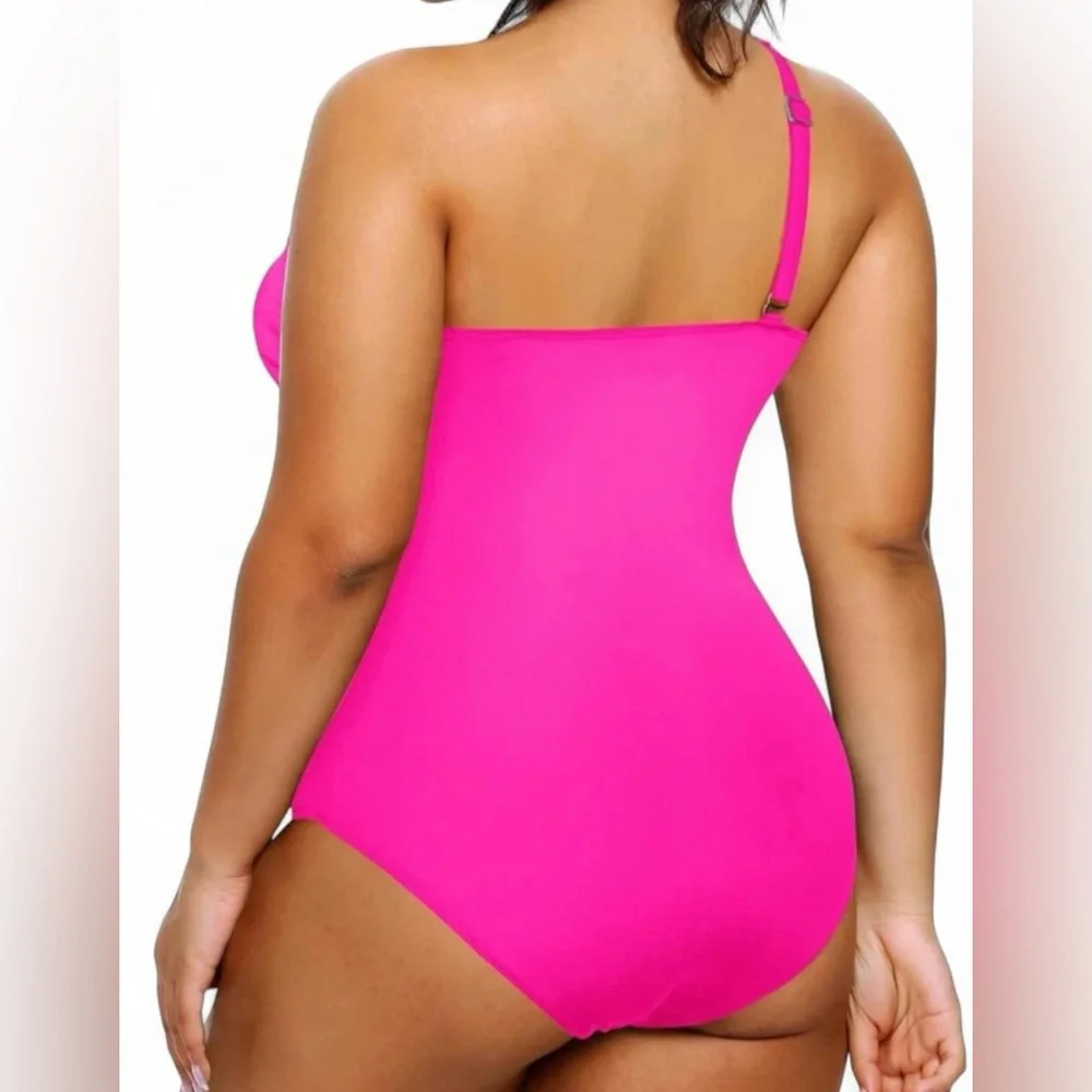 Aqua Eve Swimsuit Sz 22W Adjustable/Removable Strap Ruching Tommy Control - Picture 3 of 8